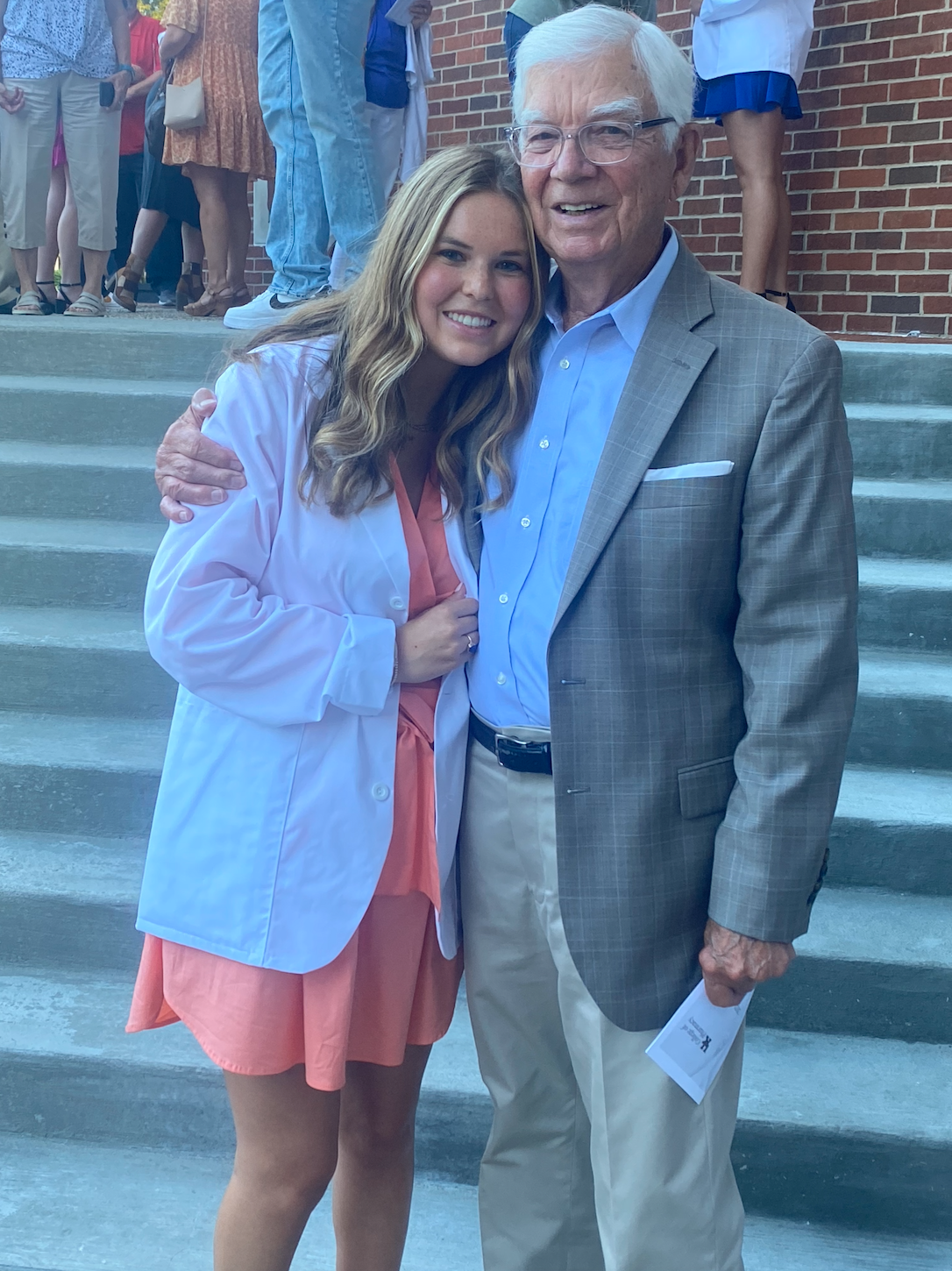 PY1 Raegan Borders with grandfather Bill Borders at the 2022 White Coat Ceremony