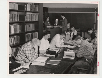 Students Studying at Pharmacy Library 1958