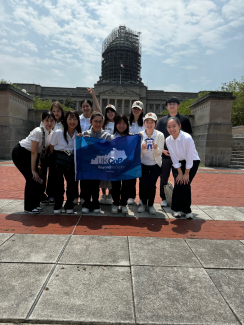 Kitasato students pose in front of the state Capitol