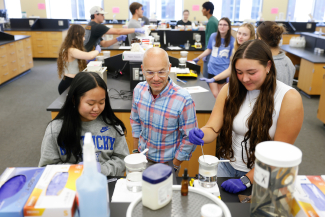 students being instructed in lab