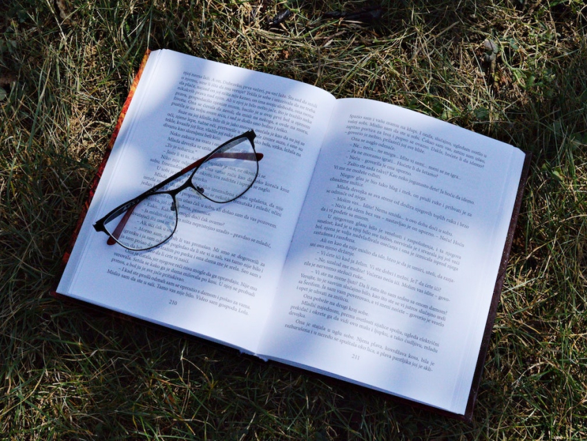 glasses on a book