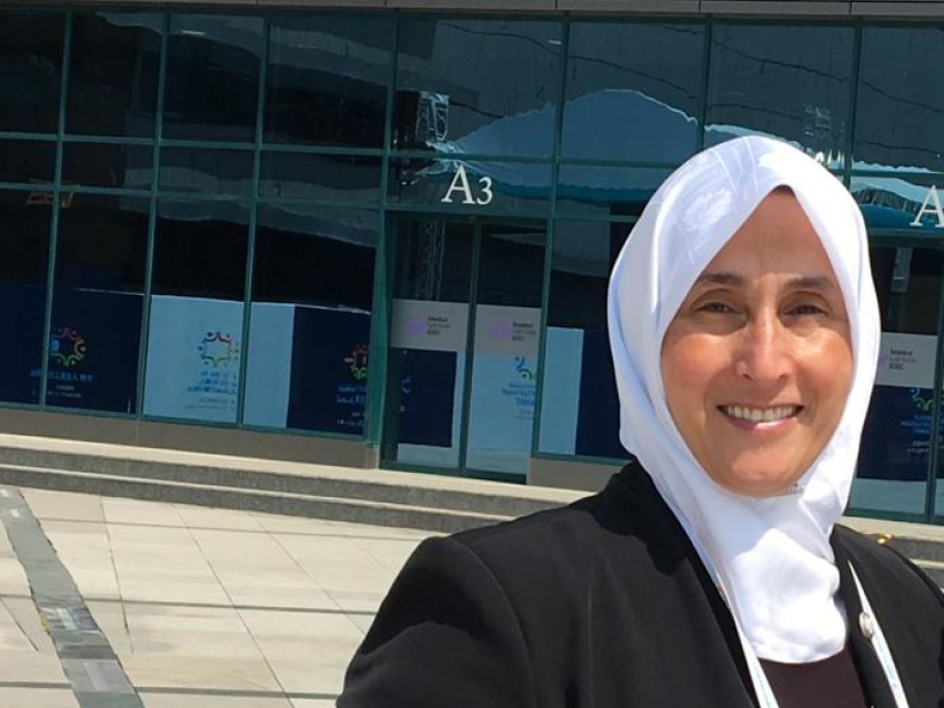 woman standing outside airport