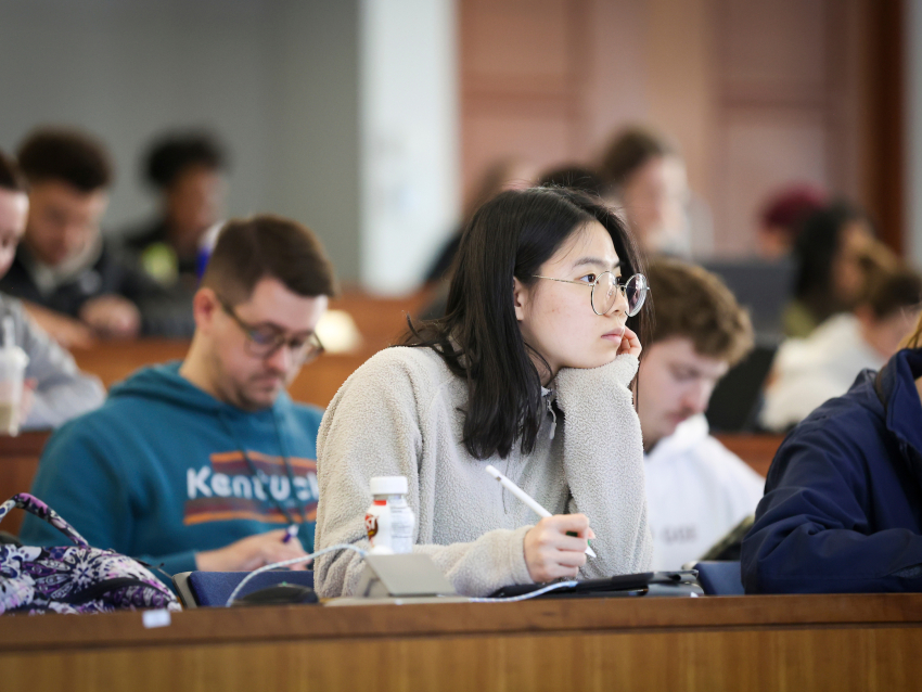 student listening to lecture