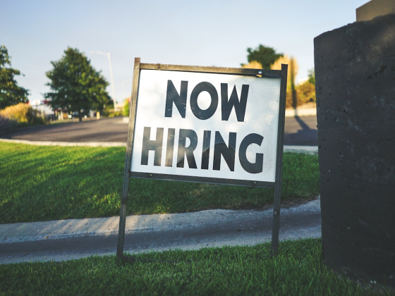 now hiring sign